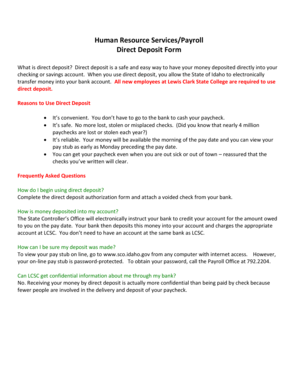 AUTHORIZATION AGREEMENT FOR PAYROLL DIRECT DEPOSIT - lcsc