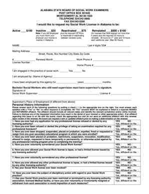 Alabama Social Work License Renewal Form