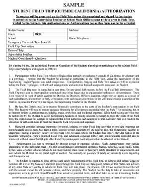 Student Field Trip Authorization