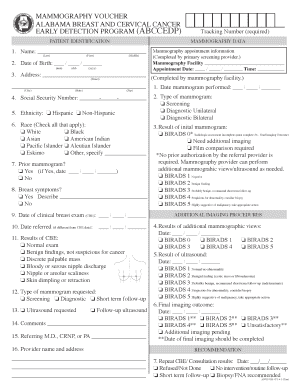 Alabama Breast and Cervical Cancer Early Detection Program Mammography Voucher