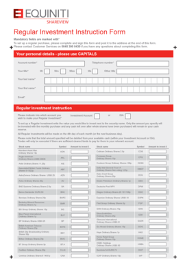 Shareview Regular Investment Instruction Form