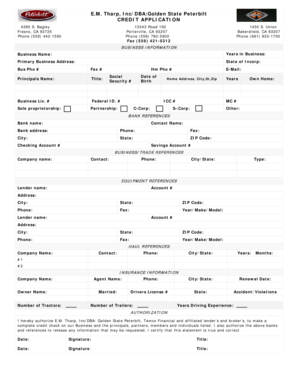 E.M. Tharp Credit Application