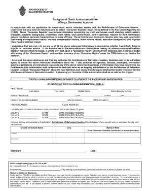 Background Check Authorization Form