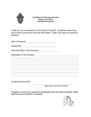 The Gabriel Project Donation Receipt