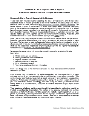 Child Abuse or Neglect Report Form