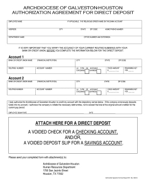 Authorization Agreement for Direct Deposit