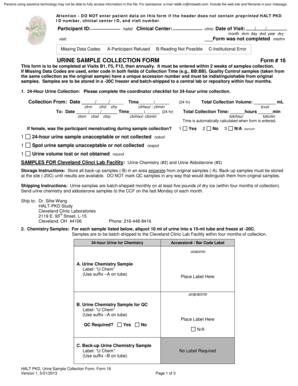 URINE SAMPLE COLLECTION FORM - NIDDK Central Repository - niddkrepository