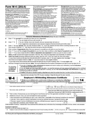 Form W-4 2014 -Federal Withholding Allowance Certificate (required).