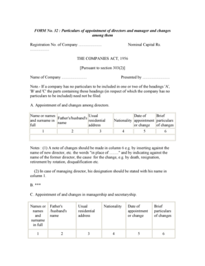 Form 32: Appointment of Directors and Manager Changes