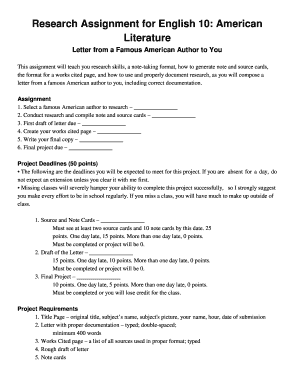 English 10 Research Assignment