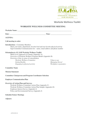 Worksite Wellness Committee Meeting Form