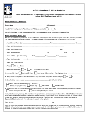 2017-2018 Direct Parent PLUS Loan Application