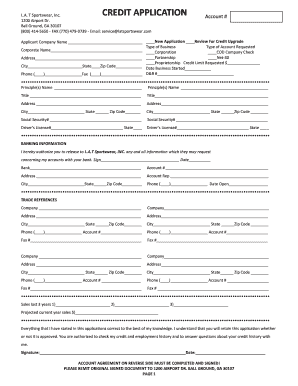 L.A. T Sportswear Credit Application