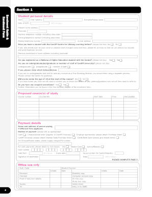 Cardiff Centre for Lifelong Learning Enrolment Form