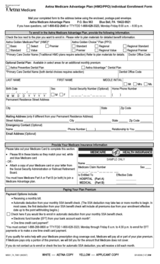 Aetna Medicare Advantage Plan Enrollment Form