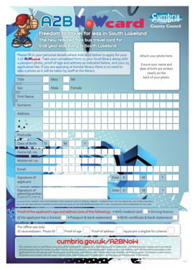 A2BNoWcard Application Form