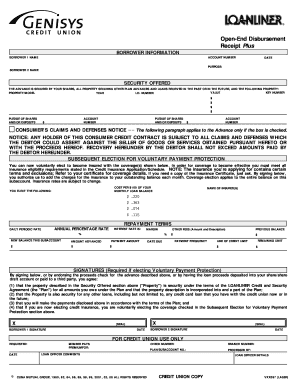 Open-End Disbursement Receipt Plus