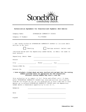 ACH Debit Authorization Agreement