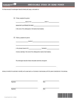 Irrevocable Stock or Bond Power