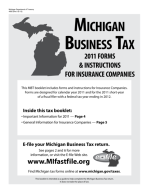 2011 FORMS & INSTRUCTIONS FOR INSURANCE COMPANIES - michigan