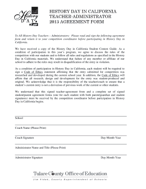 History Day in California Teacher-Administrator Agreement Form