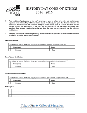 History Day Code of Ethics