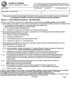 State Eligibility Screening Form
