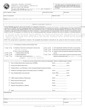 Indiana Dementia Assessment Checklist