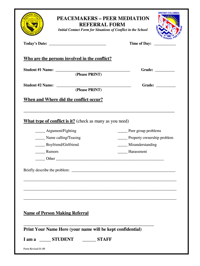 peer mediation forms Preview on Page 1