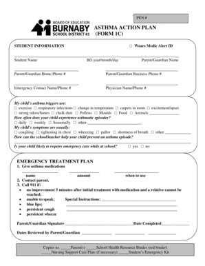 Asthma Action Plan Form
