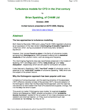 Turbulence models for CFD in the 21st century Brian Spalding of bb