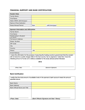 Financial Support and Bank Certification