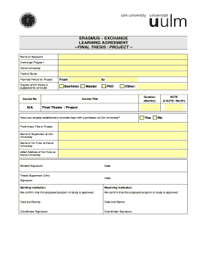 Erasmus Exchange Learning Agreement