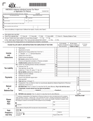 Alabama Amended Individual Income Tax Return