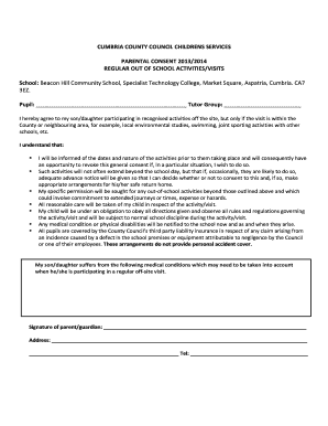 Cumbria County Council Childrens Services Parental Consent