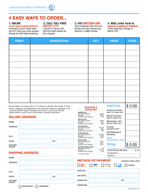 AAP Bookstore Order Form
