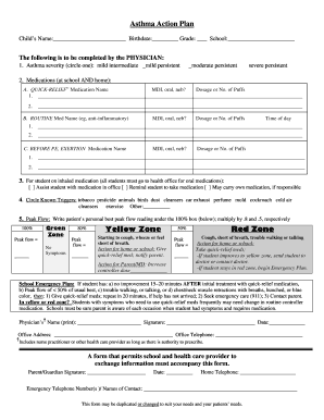 Asthma Action Plan Form