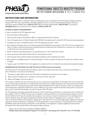 Pennsylvania Targeted Industry Program Student Application