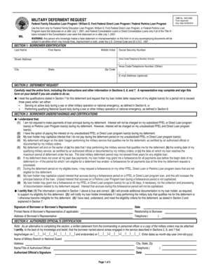 Military Deferment Request Form