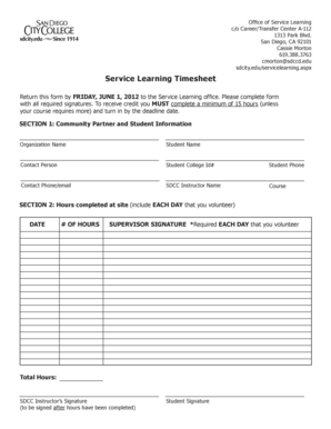 Service hour examples - Office of Service Learning - sdcity