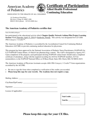 Certificate of Participation