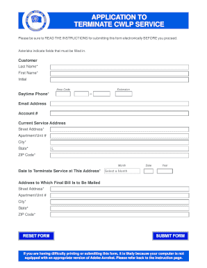 CWLP Service Termination Application