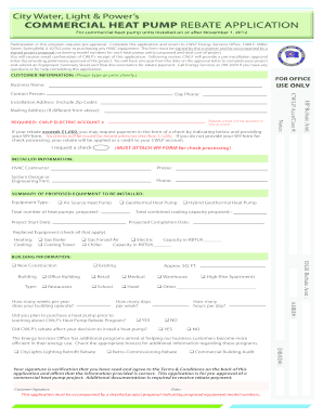 CWLP COMMERCIAL HEAT PUMP REBATE APPLICATION