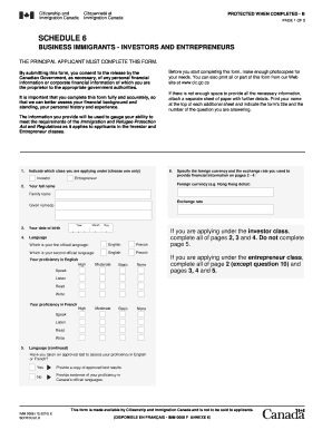 Canada Business Immigrants Investors and Entrepreneurs Form