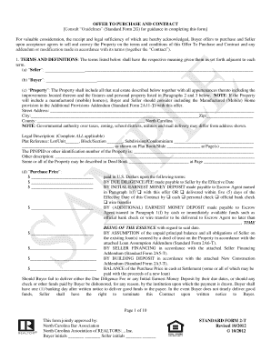 North Carolina Real Estate Purchase Contract