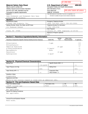 Material Safety Data Sheet for Hair Dyes