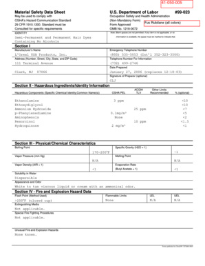 Material Safety Data Sheet for Hair Dyes