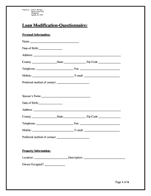 Loan Modification Questionnaire