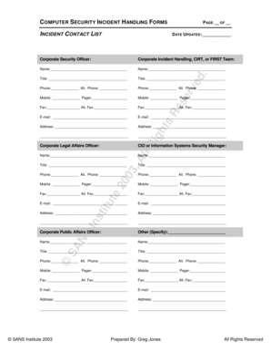 Computer Security Incident Handling Form