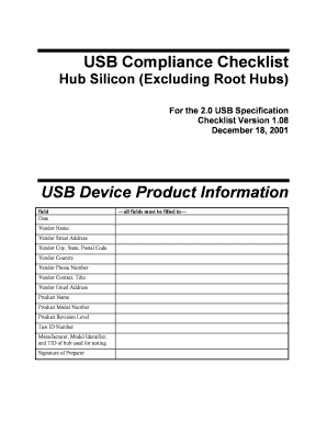 USB 2.0 Compliance Checklist